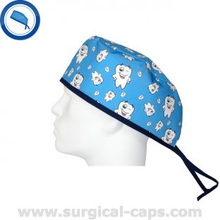 Surgical Caps for Dentists Blue Funny Tooth 638