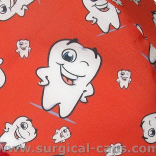 Surgical Caps for Dentists in Red with Smiling Tooth - 643c