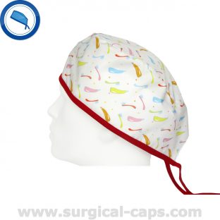 Surgical Caps for Dentists white with toothpaste and toothbrush - 639