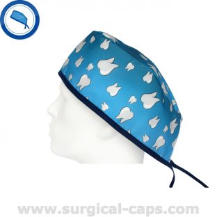 Surgical Caps for dentists in blue with tooth - 637